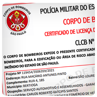 Certificado de Licença do Corpo de Bombeiros